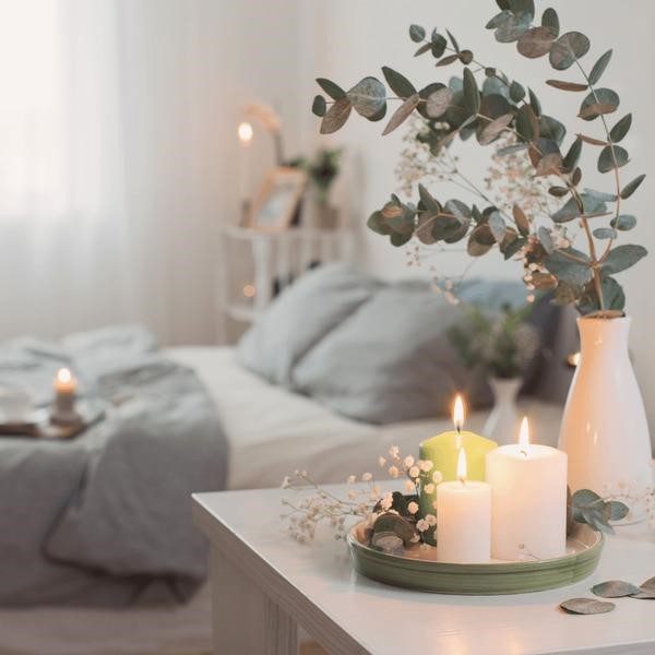 candles decor in bedroom