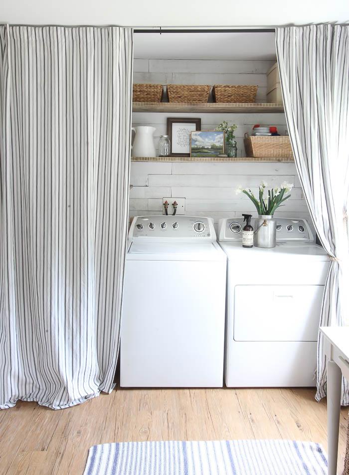 white curtains over the laundry item