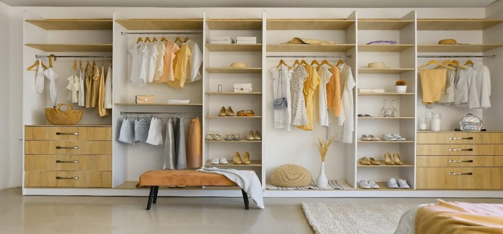 vertical storage closet in bedroom-modern closet